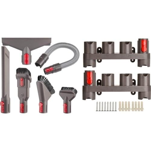 2 Docking Station Holder Organizer & 6 Flexible Hose Brush Tool Kit,For Dyson V7 V8 V10 V11 SV10 SV11 Vacuum Cleaner