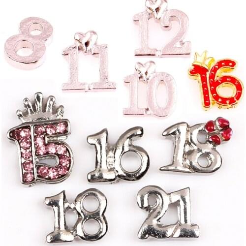 20Pcs/lot 6 10 11 12 13 14 15 16 18 21 Floating Charms Hand-made DIY for Glass Lockets