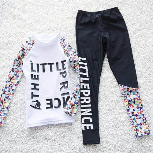 2017 Girls Swimwear Two-Piece Long Sleeve Children Girls Long Sleeve Swimsuit For Kids Sports Bathing Suits Beachwear K49-CGR1