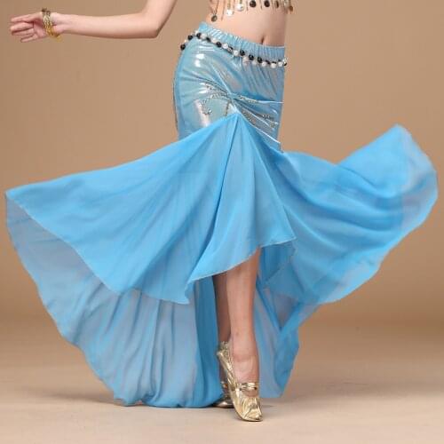 2018 New Belly Dancing Clothes Professional Long Fish Tail Skirts Side Split Women Wrapped Black Belly Dance Skirt