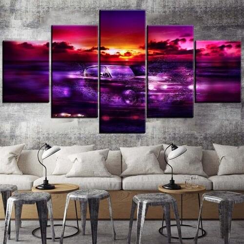 5 pcs DIY 5D Full Drill Square/Round Diamond Painting Fantasy sunset sea car Diamond Embroidery Full Display Mosaic Rhinestones