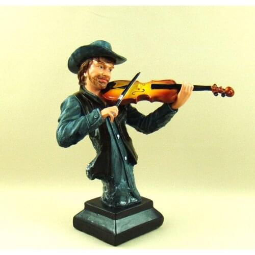 Abstract Club Violin Player Bust Sculpture Handmade Polyresin Fiddler Figurine Music Decoration Craftworks Ornament Present