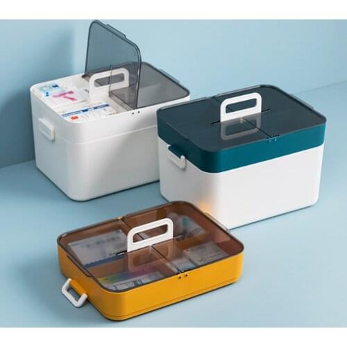 First Aid Kit Medical Box Household Big Portable Medical Supplies Outdoor Toolbox Medicine Storage Box Double Layer Organizer