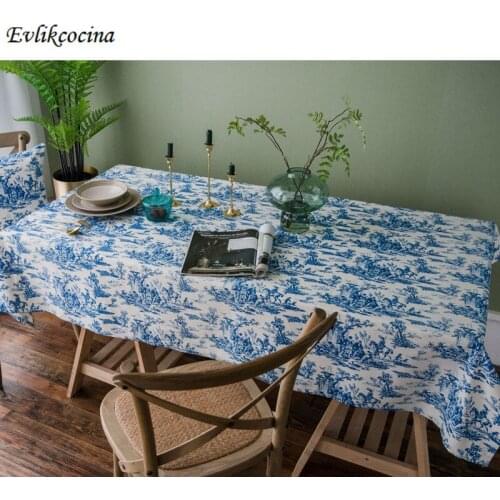 Free Shipping Blue Landscape Tablecloth Table Cover Mantel De Mesa Multifunction Printed Nappe Centrini Moderni Panos De Mesa
