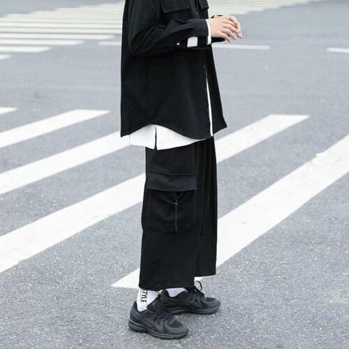 Drop wide-legged pants mens tide work pants mens autumn thin straight straight loose seven or eight points in shorts