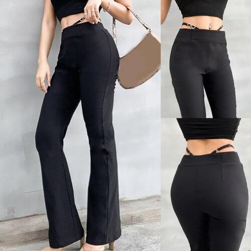 Pants Women Fashion Solid Color Love Heart Strap Skinny Bell-bottom Pant Long Trousers pants women sweatpants