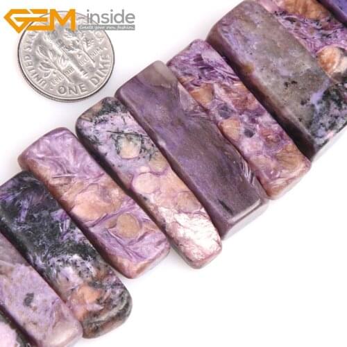 Gem-inside AAA Natural Natural Purple Charoite Beads Flat Stick Point Beads For Jewelry Making Strand 15'' DIY
