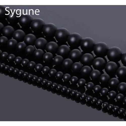 Natural Stone Beads 4-12mm Round Matte Black Beads Dull Polish Onyx Carnelian Black Stone Beads for jewelry making Natural Ston
