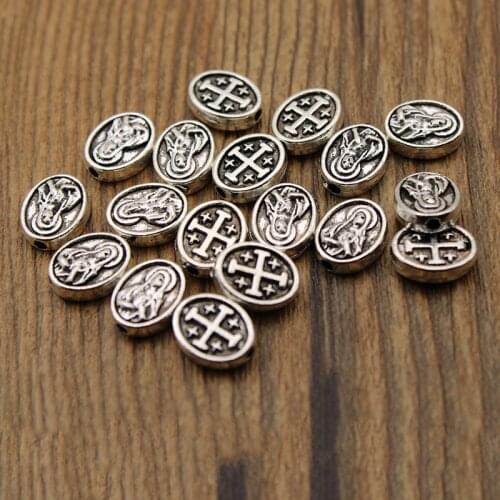 30pcs/lot Virgin Mary Spacer Beads Antique Silver Plated Loose Beads for Jewelry Making Bracelet Accessories DIY Handmade Craft
