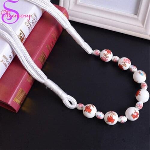 Flower Ceramic Beaded Curtain Holders Tieback Clips Hanging Ball Buckle Tie Back Straps Accessories Home Decor