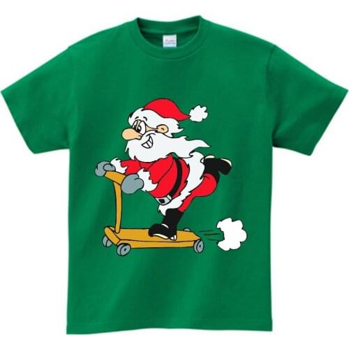 Summer Cotton Children T shirt Baby Boy Girl Christmas Santa Claus Short Sleeve Print Tops Teens O-Neck tee Clothes 2-15Year