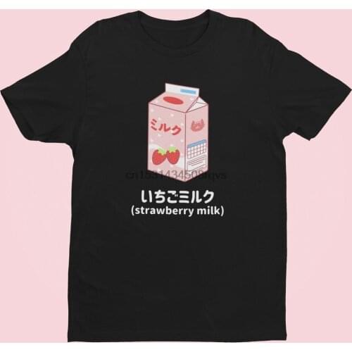 Enoch.ink vaporwave japanese streetwear strawberry milk japan t shirt harajuku style graphic tee kanji apparel aesthetic tshirt