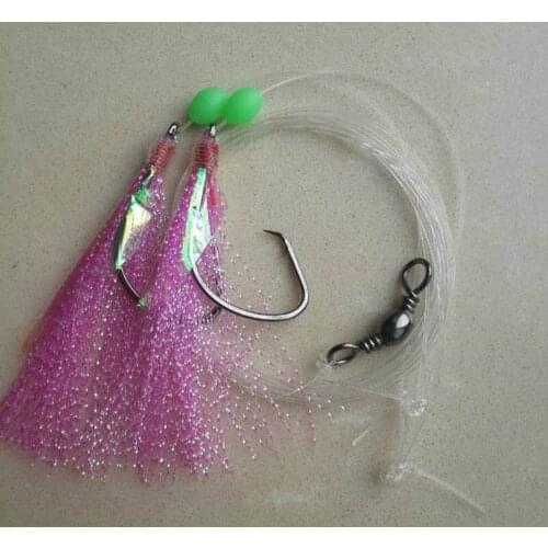 Flasher rigs Pink Color 6/0 Flasher rig Sabiki lures Fishing rigs Fishing hook set Fishing tackle 2 Hooks per bag