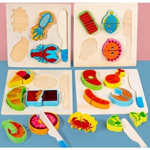 Montessori cut fruits and vegetables toys wooden classic game simulation kitchen pretend toy early education gift play house toy