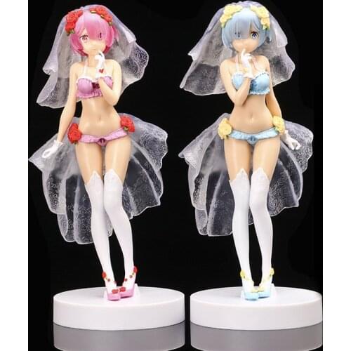 Kawaii Re:Life In A Different World From Zero Japan Anime Figure PVC Toy Cute Wedding Dress Bikini Rem Doll Room Decor Boy Gifts