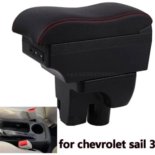 Center Console Storage Box For Chevrolet Sail 3 Armrest box Dual layer ashtray Charging Car decoration accessories