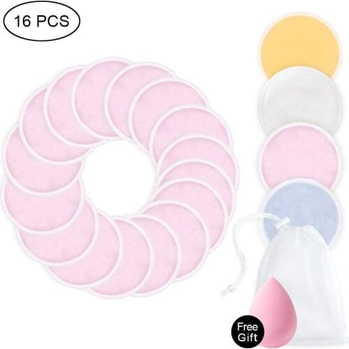 Reusable Make Up Remover Pads Washable Cleansing Cotton Microfiber Facial Pads Makeup Wipes Bamboo Three Layers With Laundry Bag