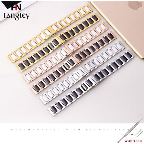 Fashion Ceramic Wristwatch Straps 316L Stainless Steel Watchband 14mm 16mm 18mm 20mm 22mm Ceramic Wristbands Watch Accessories