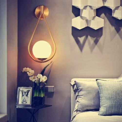 European style fashion metal Wall Lamps Modern Personality Creativity glass Wall Light for Living Room Bedroom Dining Room Foyer