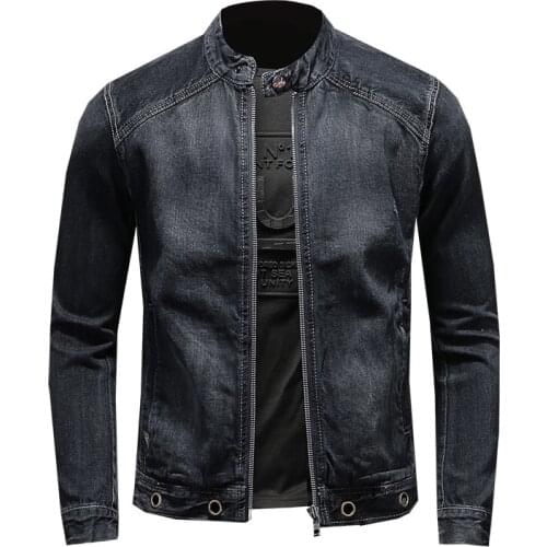 2021 spring and autumn corduroy jacket mens retro fashion stand-up collar zipper mens denim jacket top