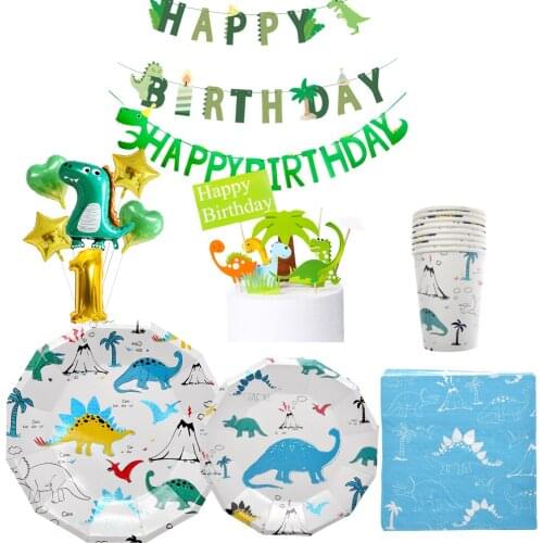 Dinosaur Party Supplies Set Serves Perfect Birthday Packs Including Plates Napkins Cups Forks Spoons Knives For Kids Party Decor