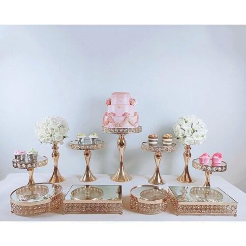 9pcs-19pcs Gold Cake Stand Set Cupcake Tray Cake Tools Home Decoration Dessert Table Decorating Party Wedding Display