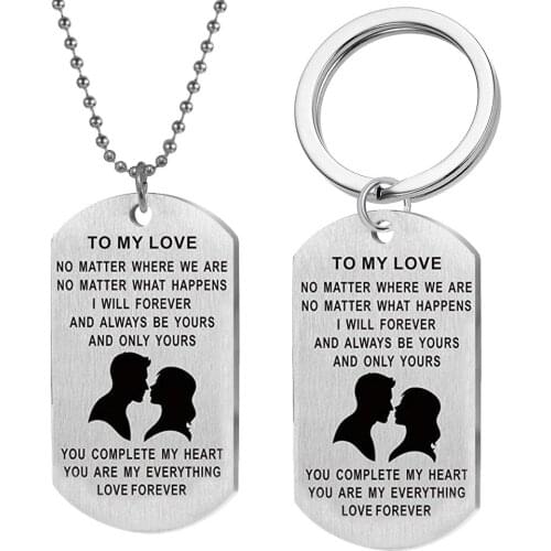 New fashion stainless necklace women stainless steel letters necklace couple to my love trinket