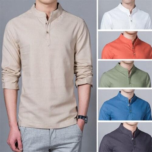 Chinese Style Clothes 2021 News Autumn Vintage Tops Casual Cotton90% Full Sleeve Collar Traditiianl Chinese Clothing for Men