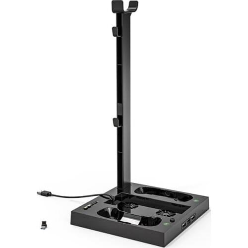 Game Host Cooling Fan for Series XS Dual Battery Controller Holder with Earphone Storage Bracket Mount