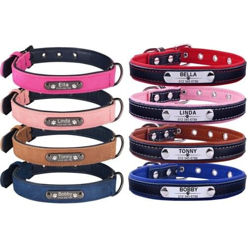 Free Engraved Name Custom Dogs Collars Adjustable Nylon Collar Personalized Dog Cat Tag Pet Collars Puppy Medium Large Dogs ID