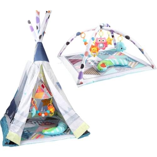 Baby Activity Play Gym Infant Activity Center Play Tent Baby Fitness Frame Babies Music Pendant Foldable Baby Crawling Mat