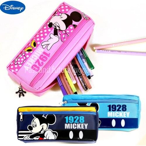 Disney Mickey Minnie Stationery Box Anime Large Capacity Stationery Bag Children Canvas Pencil Bag Pencil Case for Men Women