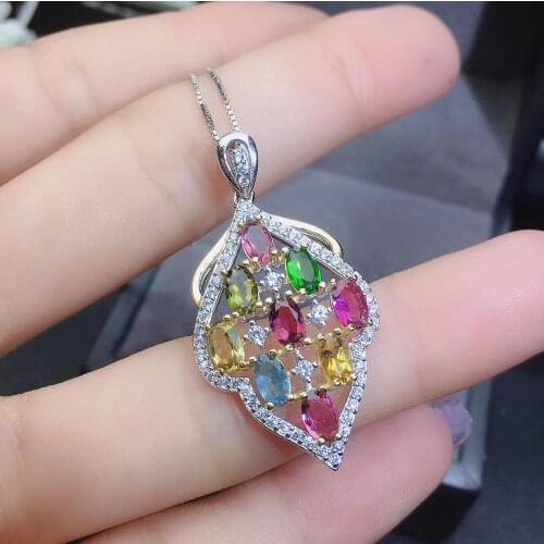 Tourmaline pendant Free shipping Natural origin tourmaline Dancer pendant 925 sterling silver