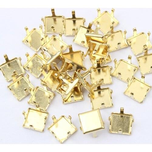 Sew on Empty Claw Square Gold Claw size 6*6, 8*8, 10*10 MM for Garment Accessories Free shipping