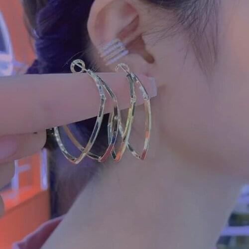 Simplicity Metal Earrings for Women Double Square Geometry Hoop Earrings Female Delicate Jewelry Trendy Retro Earrings Wholesale