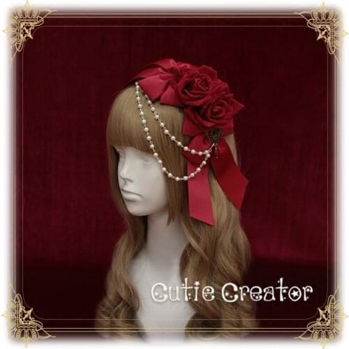 [Revolution]+The Rose Bride+Bead Chain+Head bow Lolita Hairbands Original Unique Design