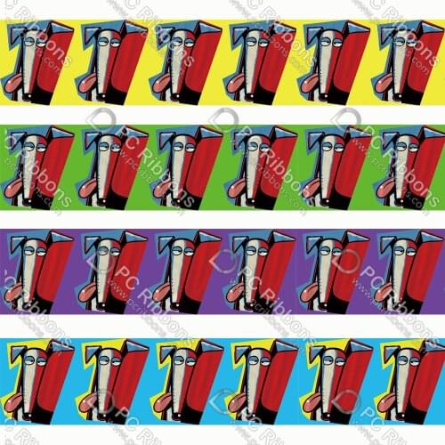 Greyhound Cartoon Dog Printed Lanyard/Grosgrain/Satin Ribbon Design Customized for DIY Hair Craft Supplies Sewing 50 Yards