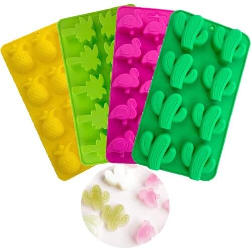 Coconut Tree Cactus Pineapple Cherry Flamingo Shape Silicone Mold Cake Baking Tools Diy Ice Tray Chocolate Pastry Mould