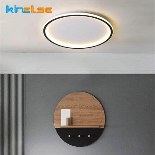 Modern Round Square LED Ultra-thin Ceiling Light Ring-shaped Inside and Outside Luminous Surface Embedded Mounted Ceiling Lamps