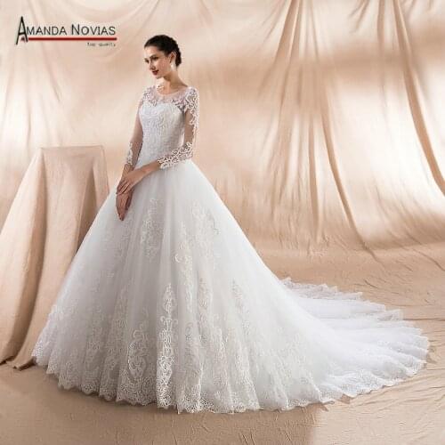 Amanda Novias Nice Back Wedding Dress Pearls New Bride Dress vestidos de noiva