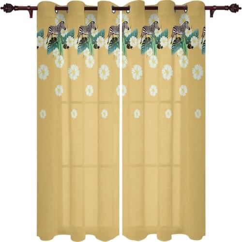 Tropical Plant Flower Leaf Zebra Window Curtains Kitchen Bedroom Drapes Home Decor Luxury Curtains for Living Room