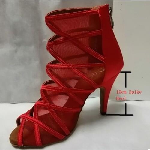 Womens Latin Dance Shoes Ballroom Tango Shoes Ladies ladys Comfortable Flannel Dancing Shoes Red 10cm Party Dance Boots Shoes