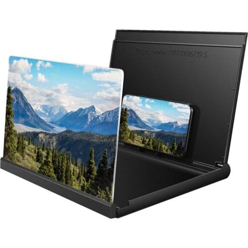 3D Universal Screen Magnifier Smart Mobile Phone Amplifier with Foldable Holder Stand for Watching Movies Video (Black)