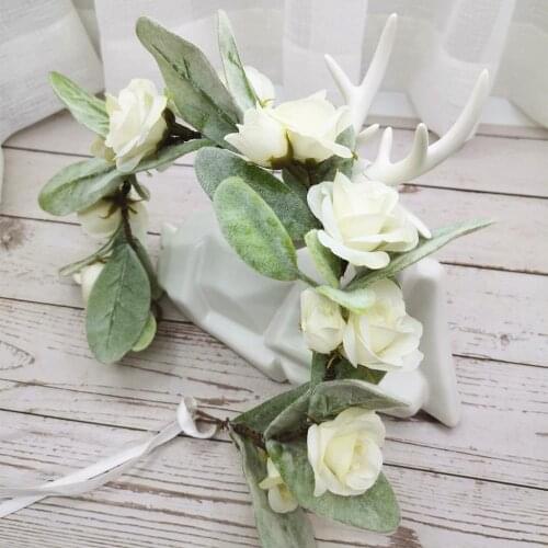 Rose Flowers Crown Women Wedding Headband Women Wedding Hair Accessories Girl Floral Garland Wedding Floral Headwear