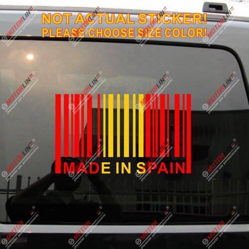 Made In Spain Barcode Decal Sticker Car Vinyl Funny Spanish Flag color Espana