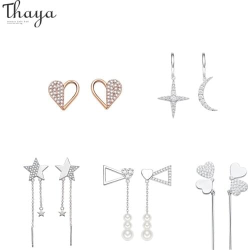 Thaya 925 Silver Earrings Stud Best Friends Design Earrings Star Earring Crystal For Women Sterling Silver Jewelry Gift Fine Jew