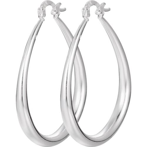 Hot Sale 925 Sterling Silver Simple U Shaped Hoop Earrings For Women Fashion Jewelry Wedding Accessories L095