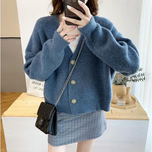PEONFLY Women Cardigans Sweater 2021 Spring Fashion Slim Ladies Knitted Sweater Female Casual V-neck Sweaters Pull Femme Tops