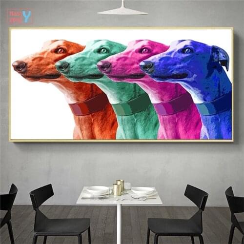 Animal Pop Art Canvas Painting Colorful Greyhound Posters And Prints Oil Painting Wall Picture For Living Room Modern Home Decor