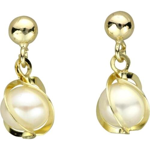 Gold Pearl Earrings EIN020-Certified 14K Gold-A perfect gift for your Loved Ones-Ephesus Gold & Diamond